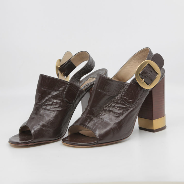 Sandales à talons T.36 Chloé en Cuir vernis marron - seconde main – Image 2