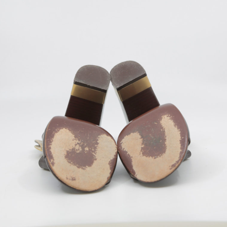 Sandales à talons T.36 Chloé en Cuir vernis marron - seconde main – Image 3