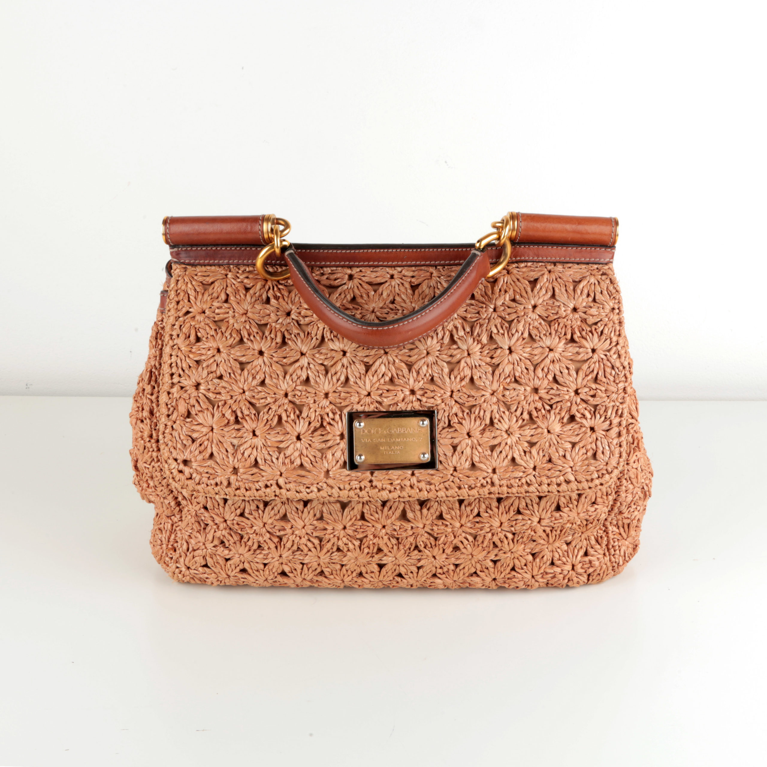 Sicily Medium en raphia naturel Dolce & Gabbana - seconde main
