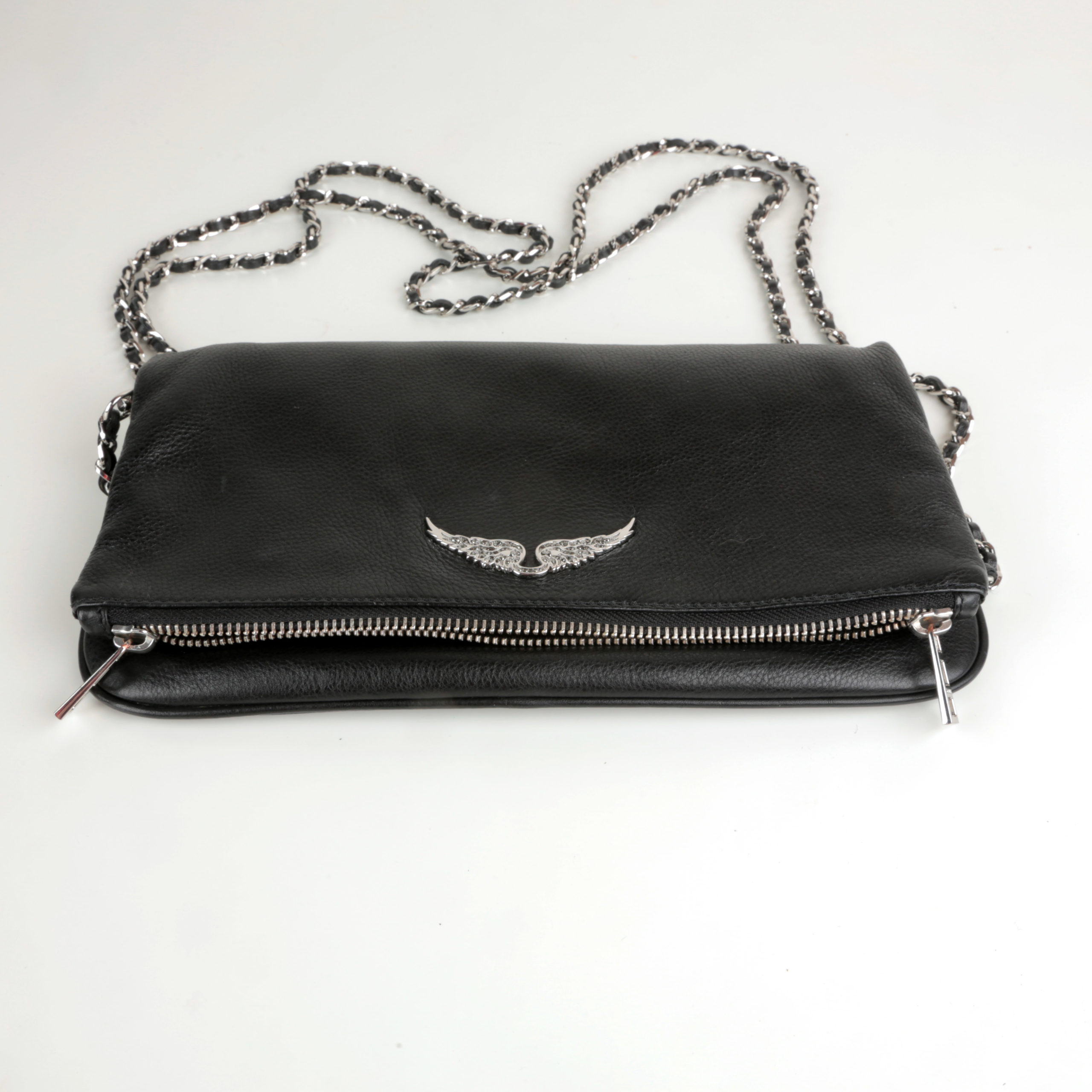 Sac bandoulière Rock STAR-200AF cuir grainé noir ailes strassées Zadig & Voltaire – seconde main – Image 5
