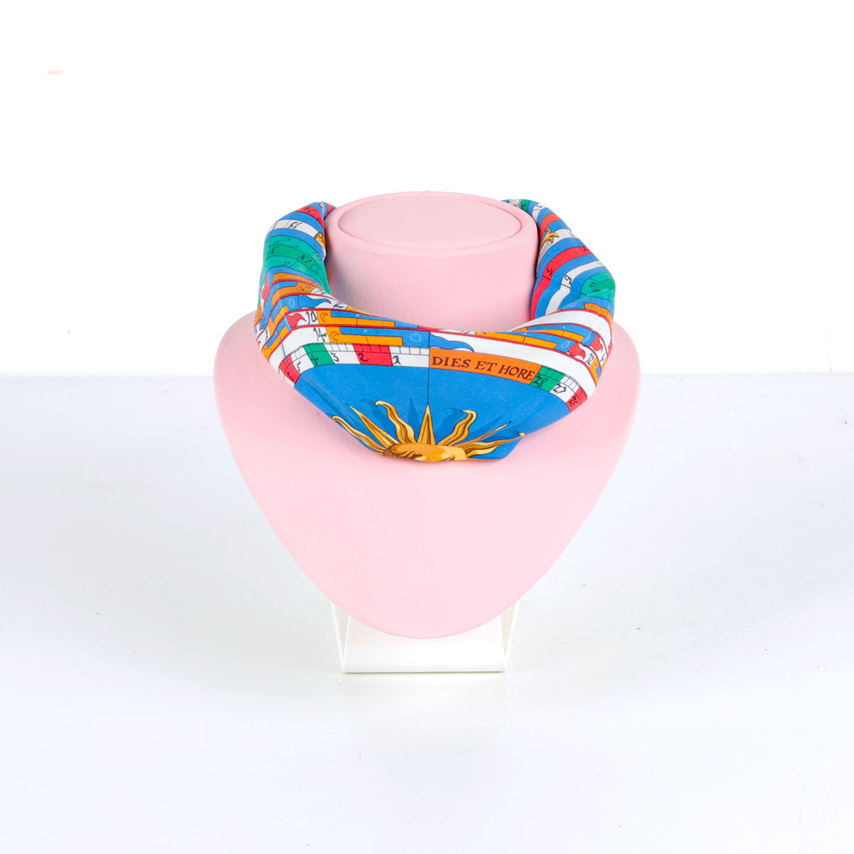 Carré en soie Gavroche 45 bleu ciel “Astrologie / Dies et Hore” Françoise Faconnet Hermès - seconde main